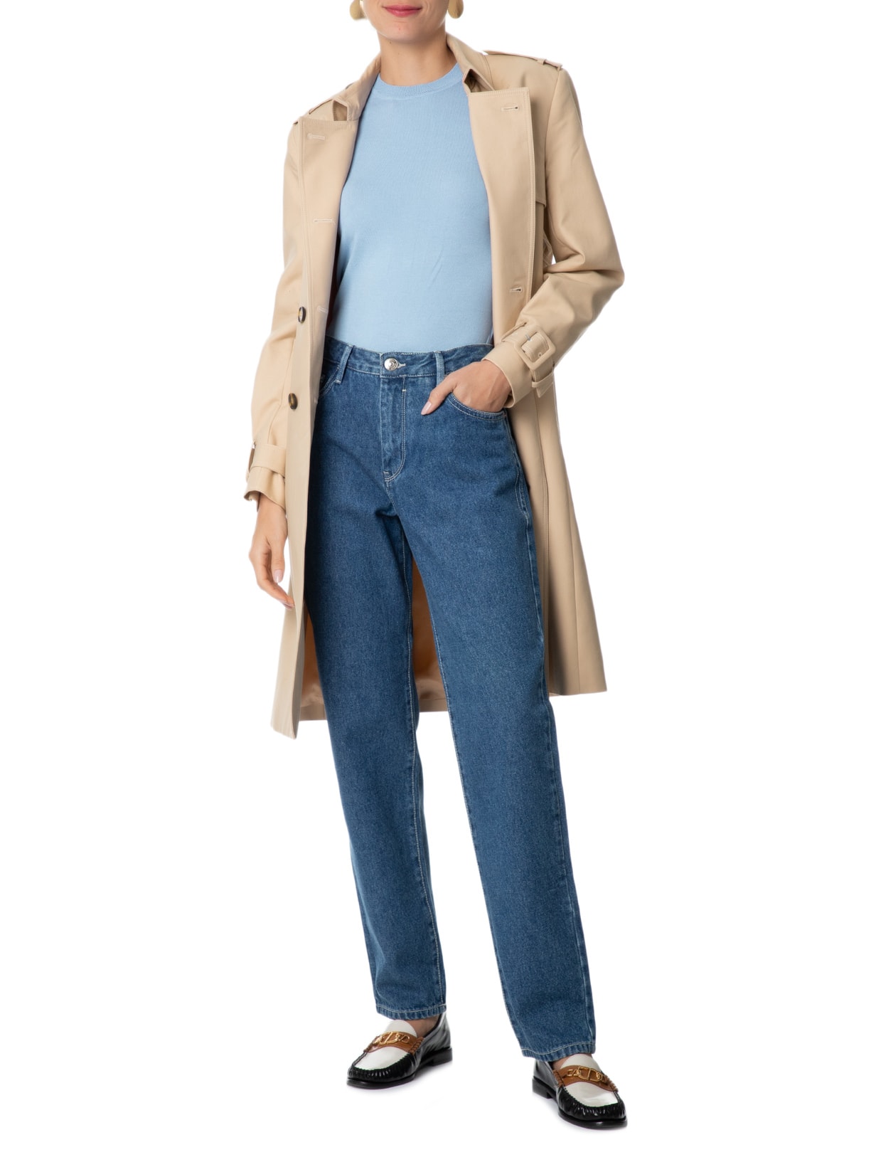 Blusa Feminina Tricot Manga Longa Azul Animale