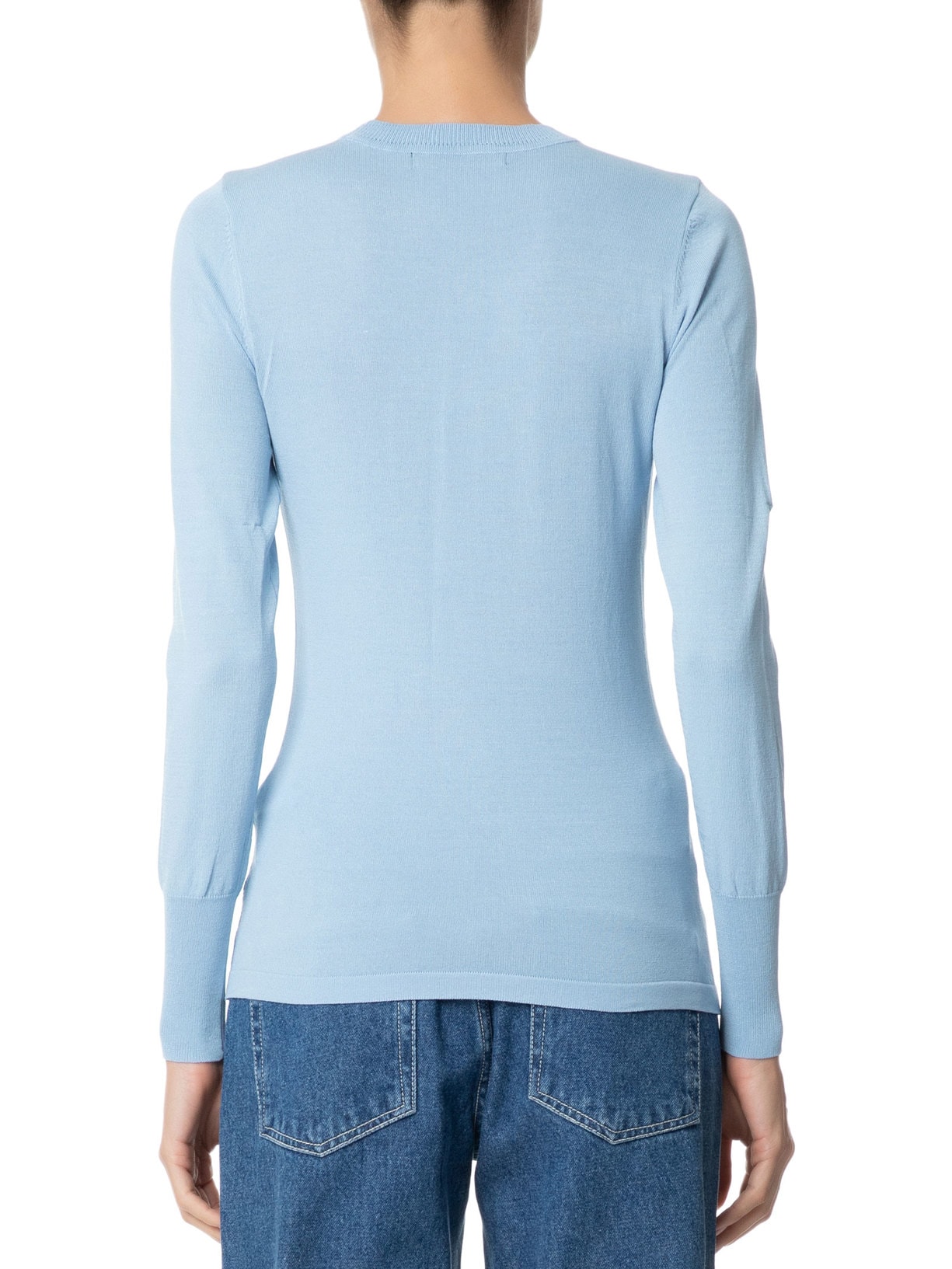 Blusa Feminina Tricot Manga Longa Azul Animale