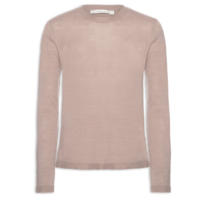 Blusa Feminina Tricot Manga Longa - Bege