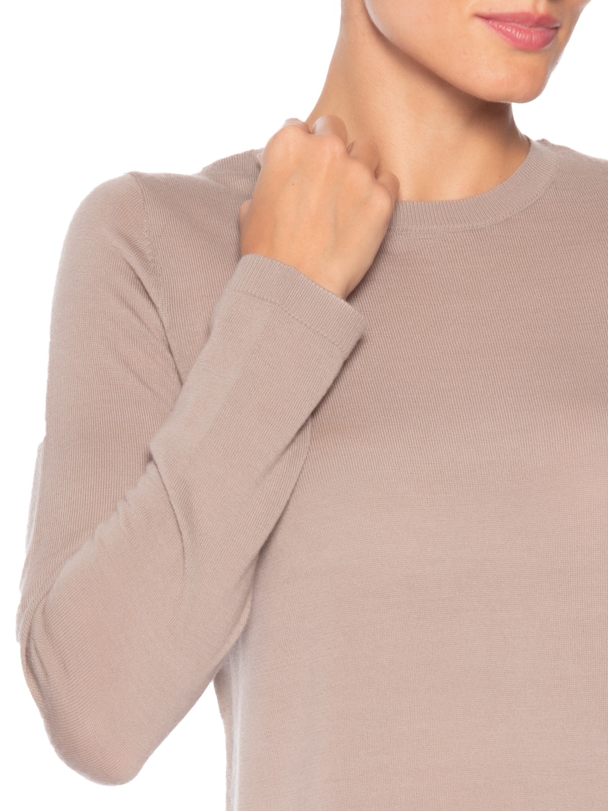 Blusa Feminina Tricot Manga Longa Bege Maria Filó