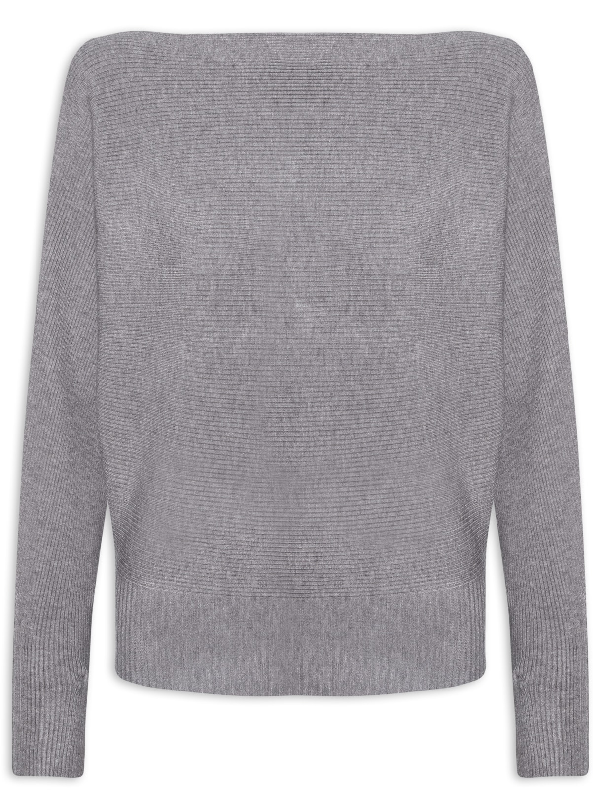 Blusa Feminina Tricot Manga Longa - Cinza