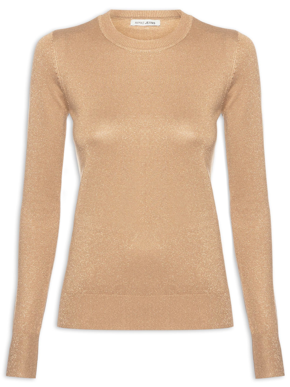 Blusa Feminina Tricot Manga Longa Lurex - Dourado