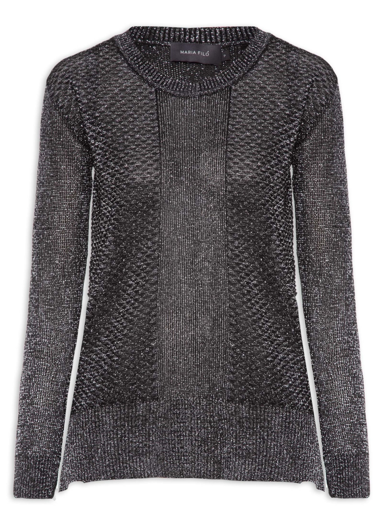 Blusa Feminina Tricot Metalizada - Preto