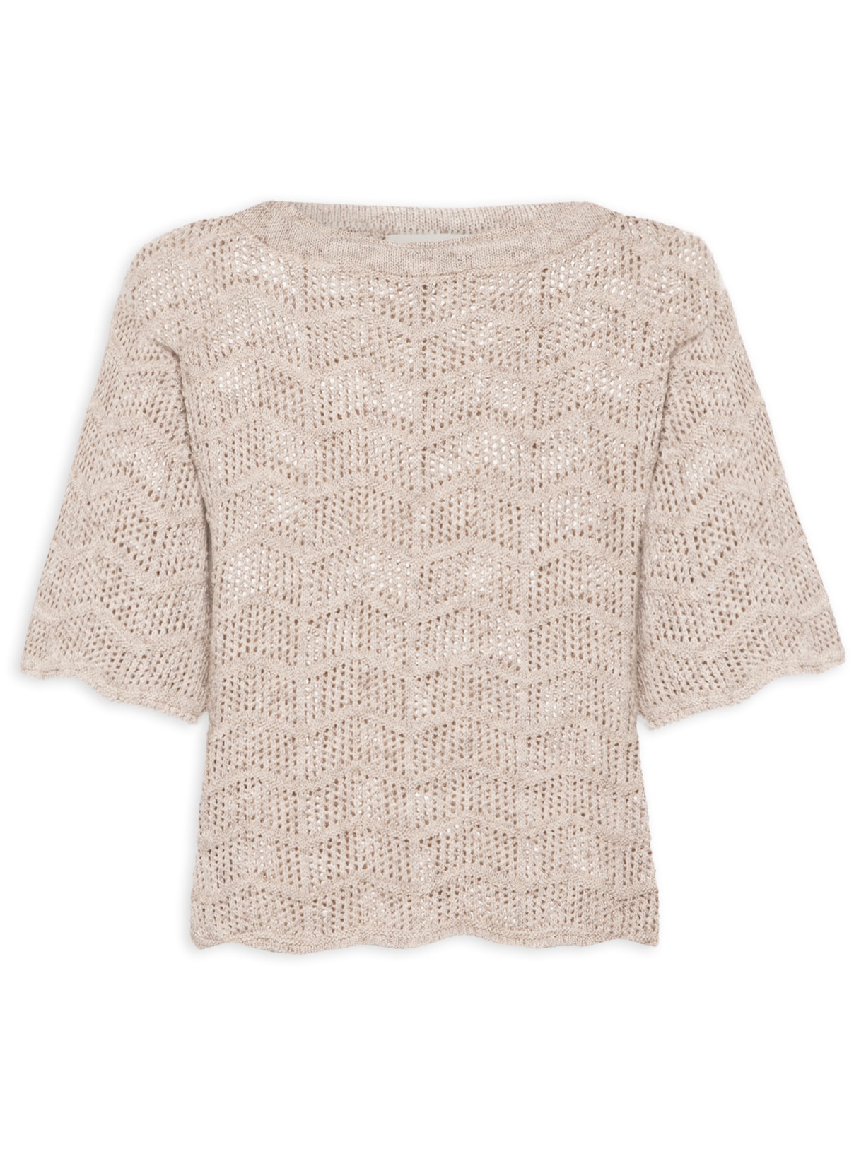 Blusa Feminina Tricot Nervuras - Bege