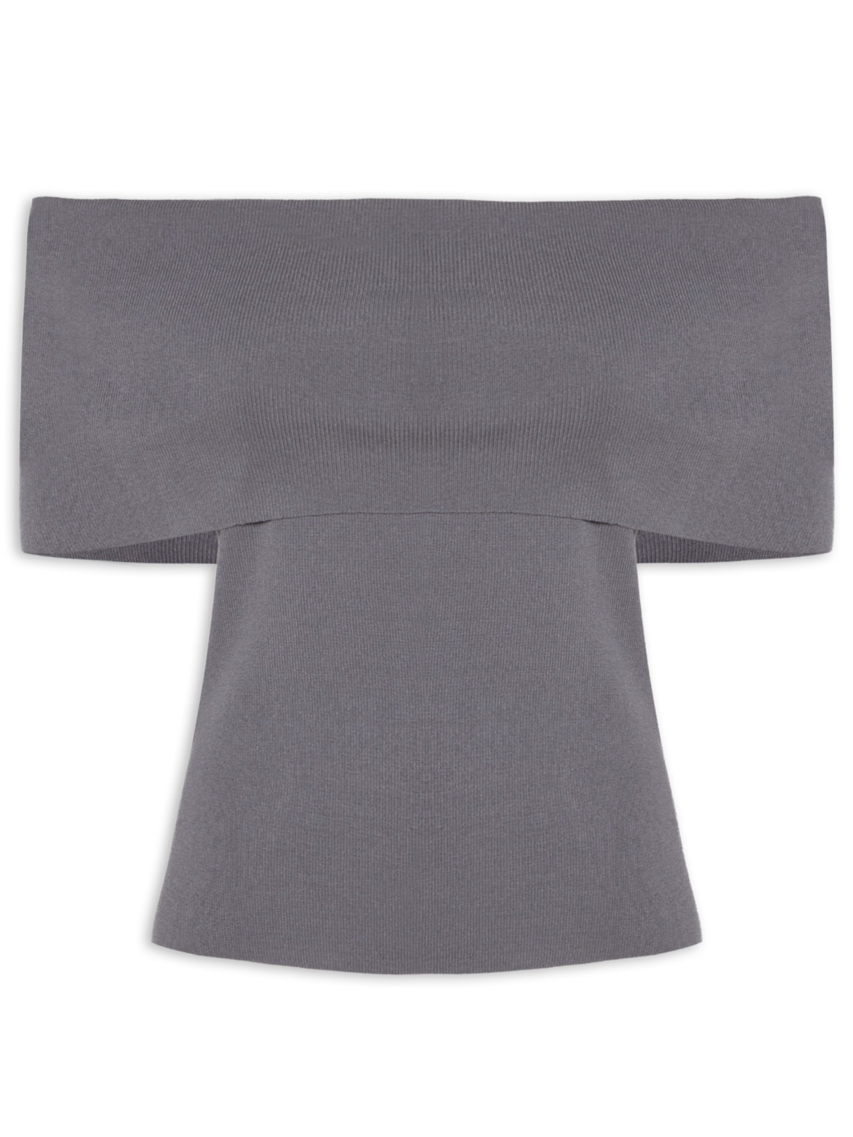 Blusa Feminina Tricot Ombro a Ombro - Cinza