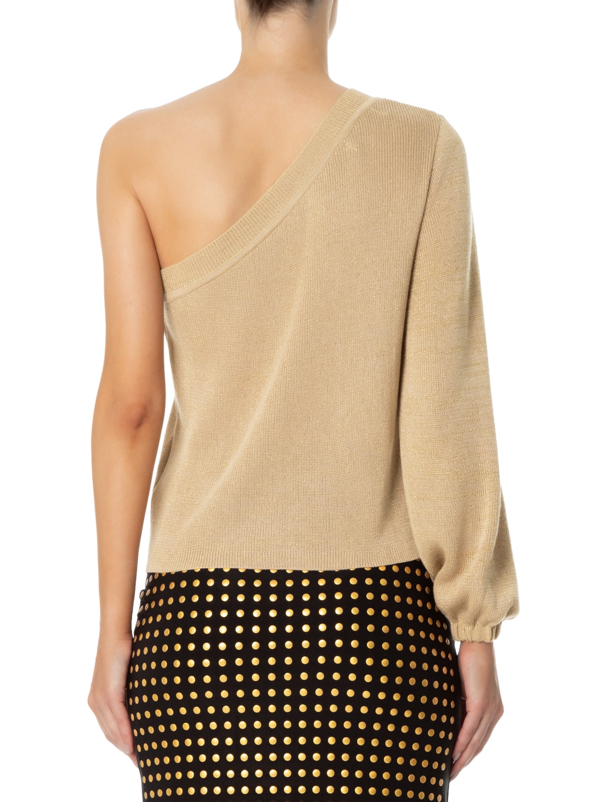 Blusa Feminina Tricot Ombro Só Lurex Dourado Maria Filó