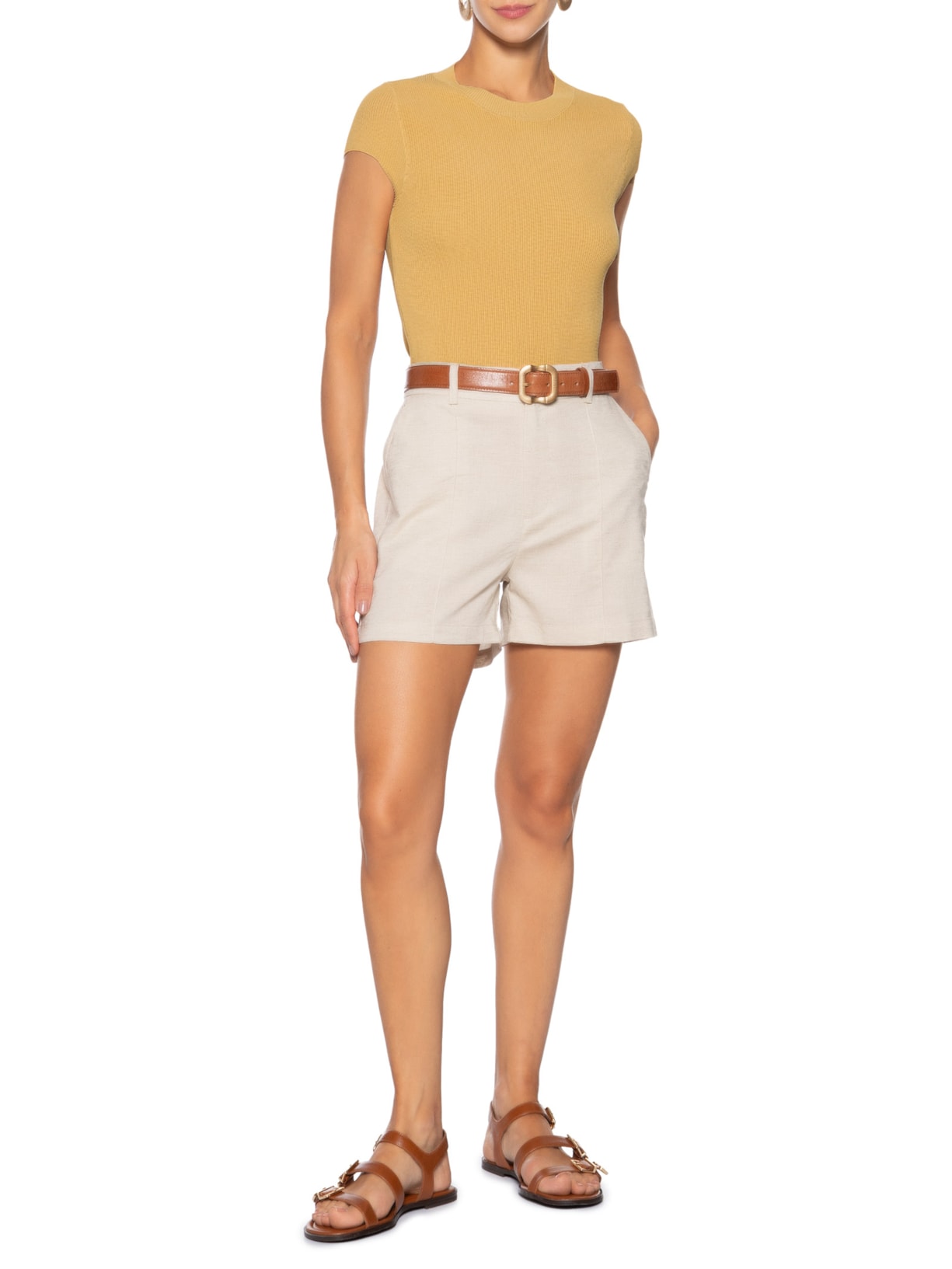 Blusa Feminina Tricot Oversized Bege Basiq