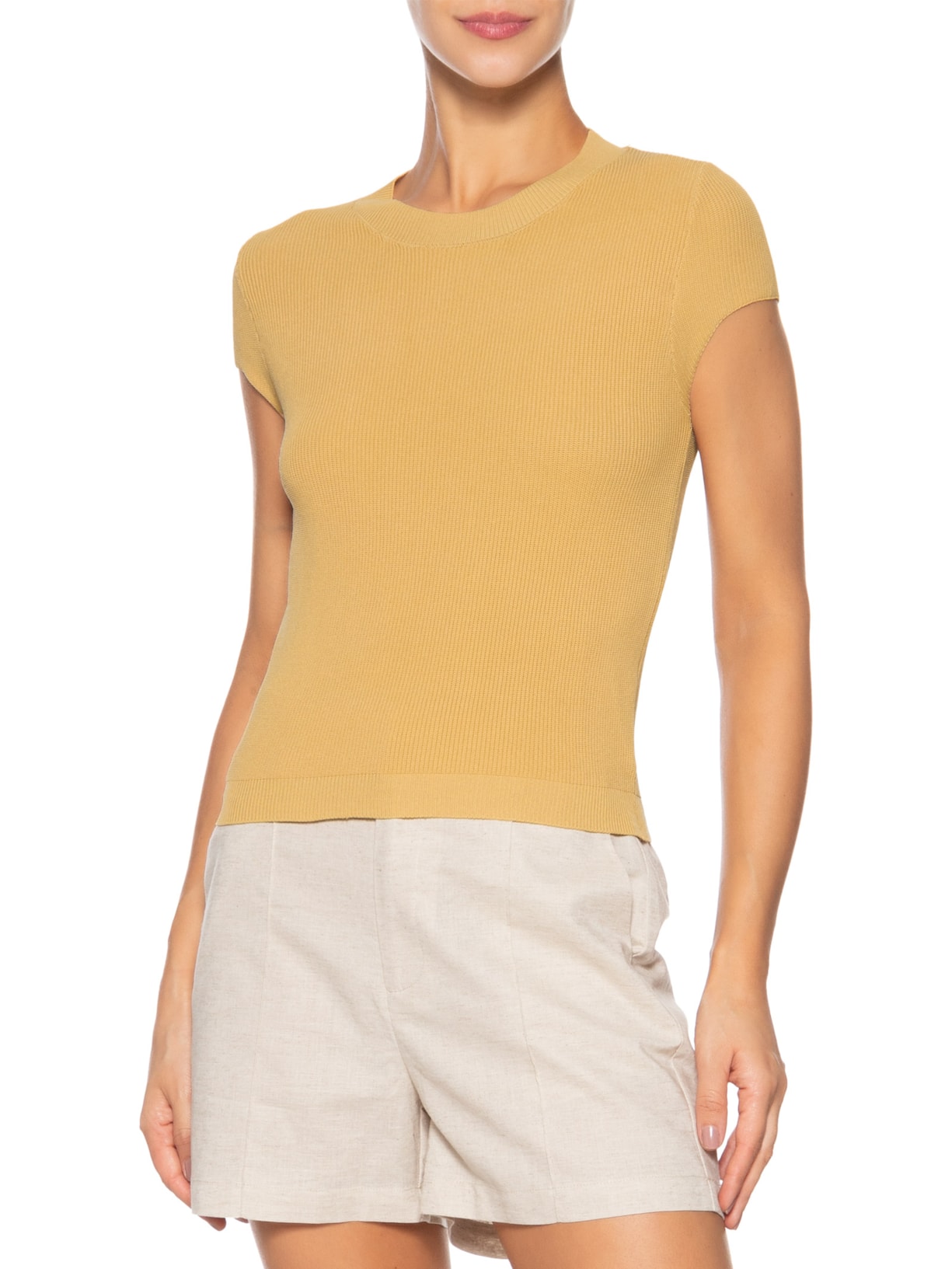 Blusa Feminina Tricot Oversized Bege Basiq