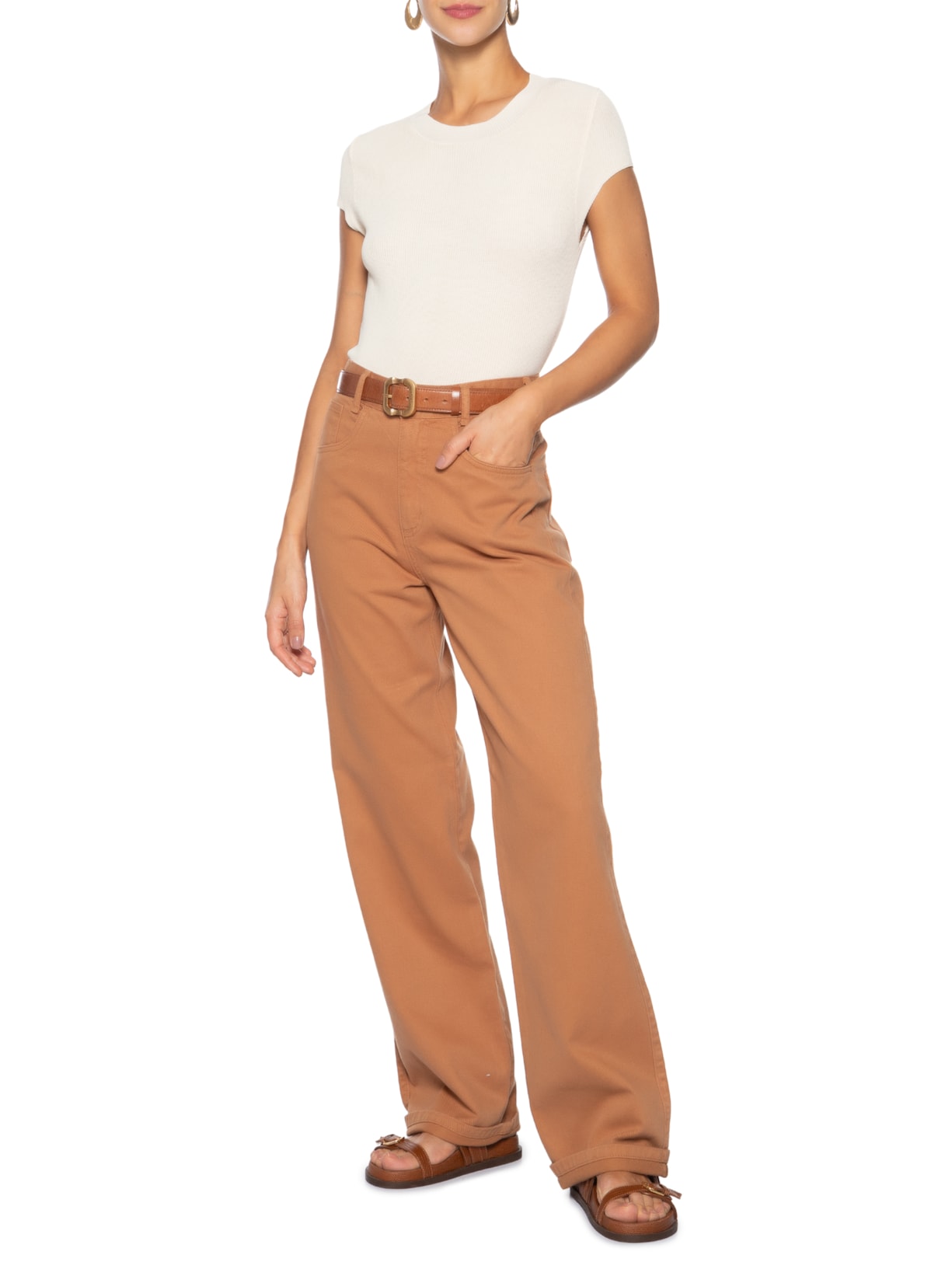 Blusa Feminina Tricot Oversized Bege Basiq