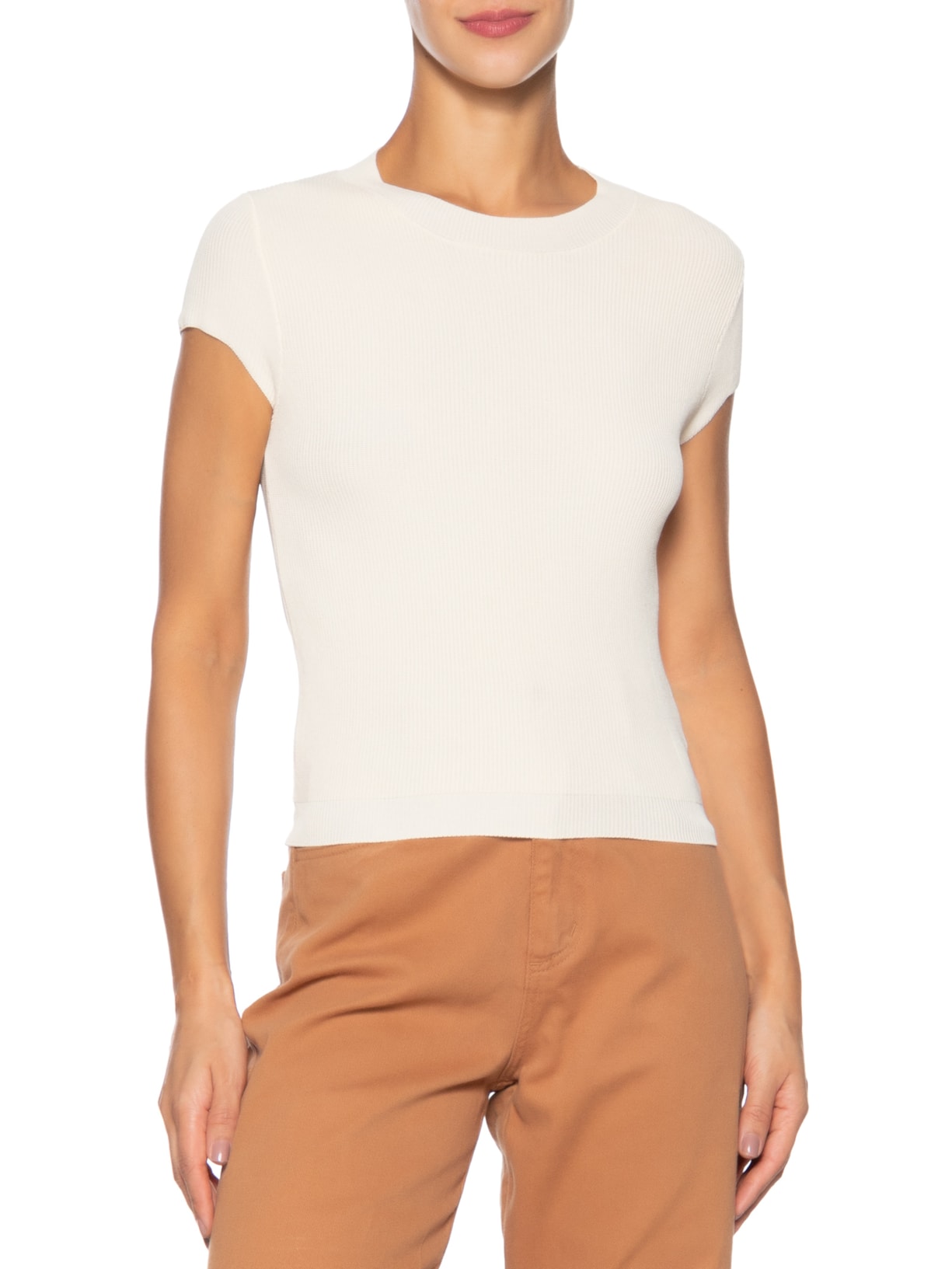 Blusa Feminina Tricot Oversized Bege Basiq