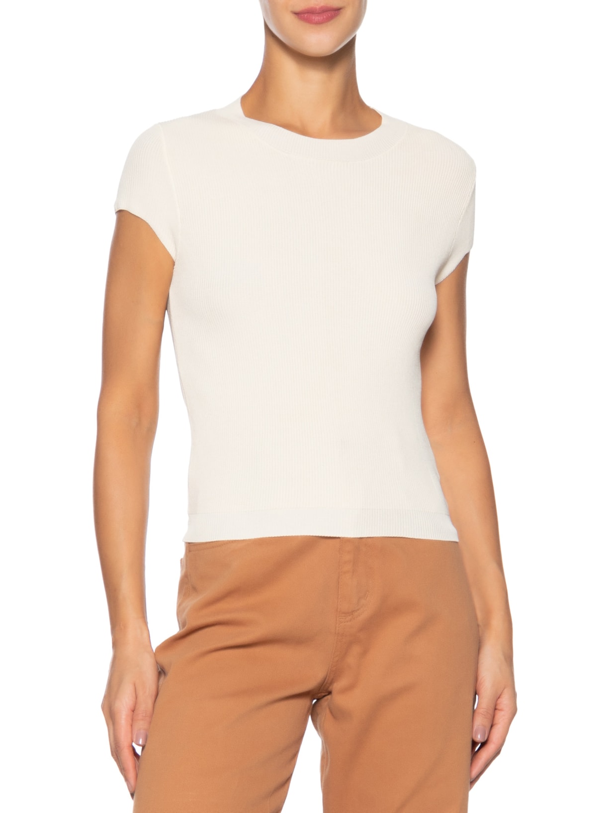 Blusa Feminina Tricot Oversized Bege Basiq