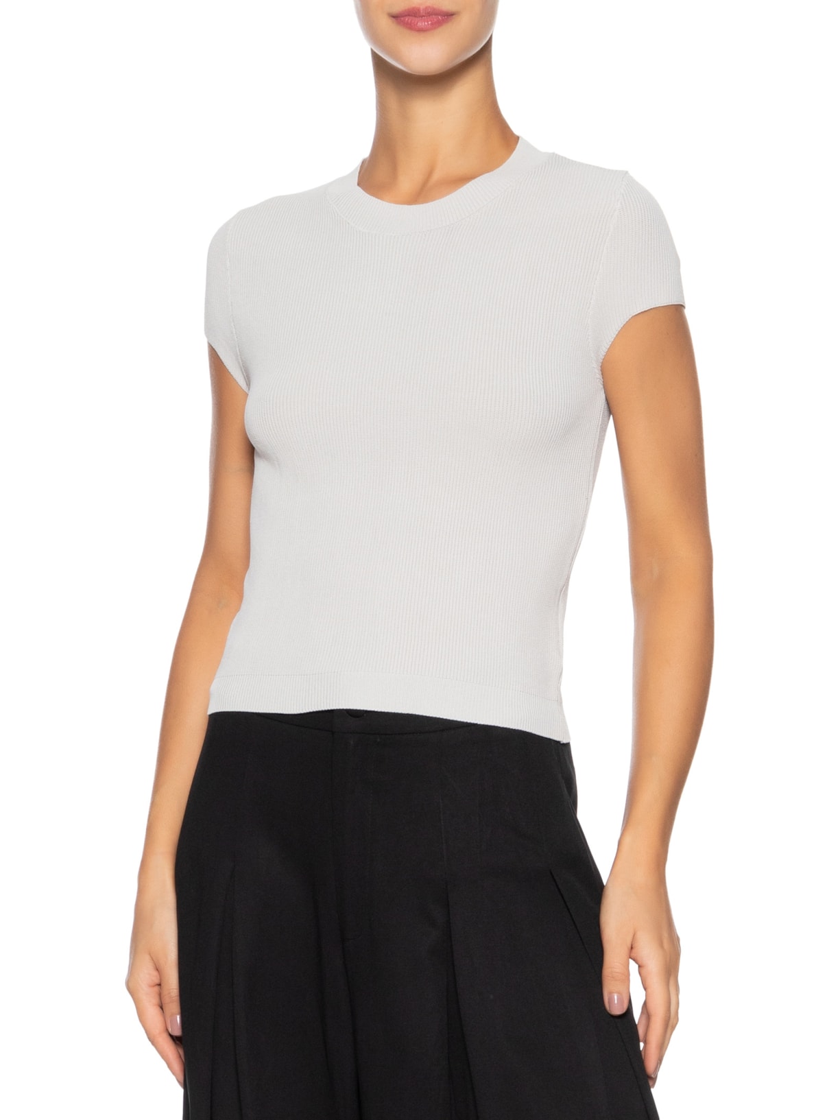 Blusa Feminina Tricot Oversized Cinza Basiq