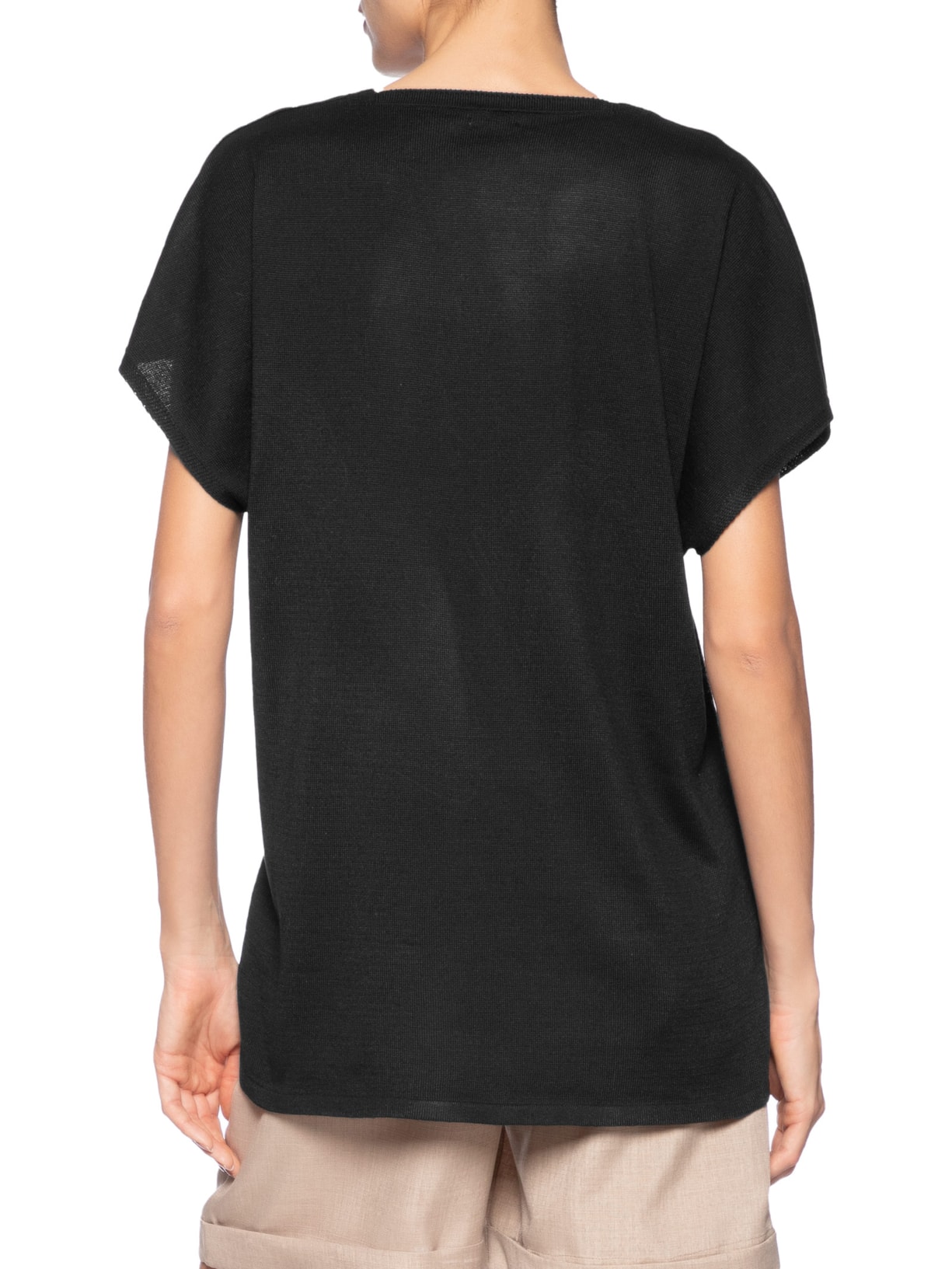 Blusa Feminina Tricot Oversized Com Decote Em V Preto Basiq