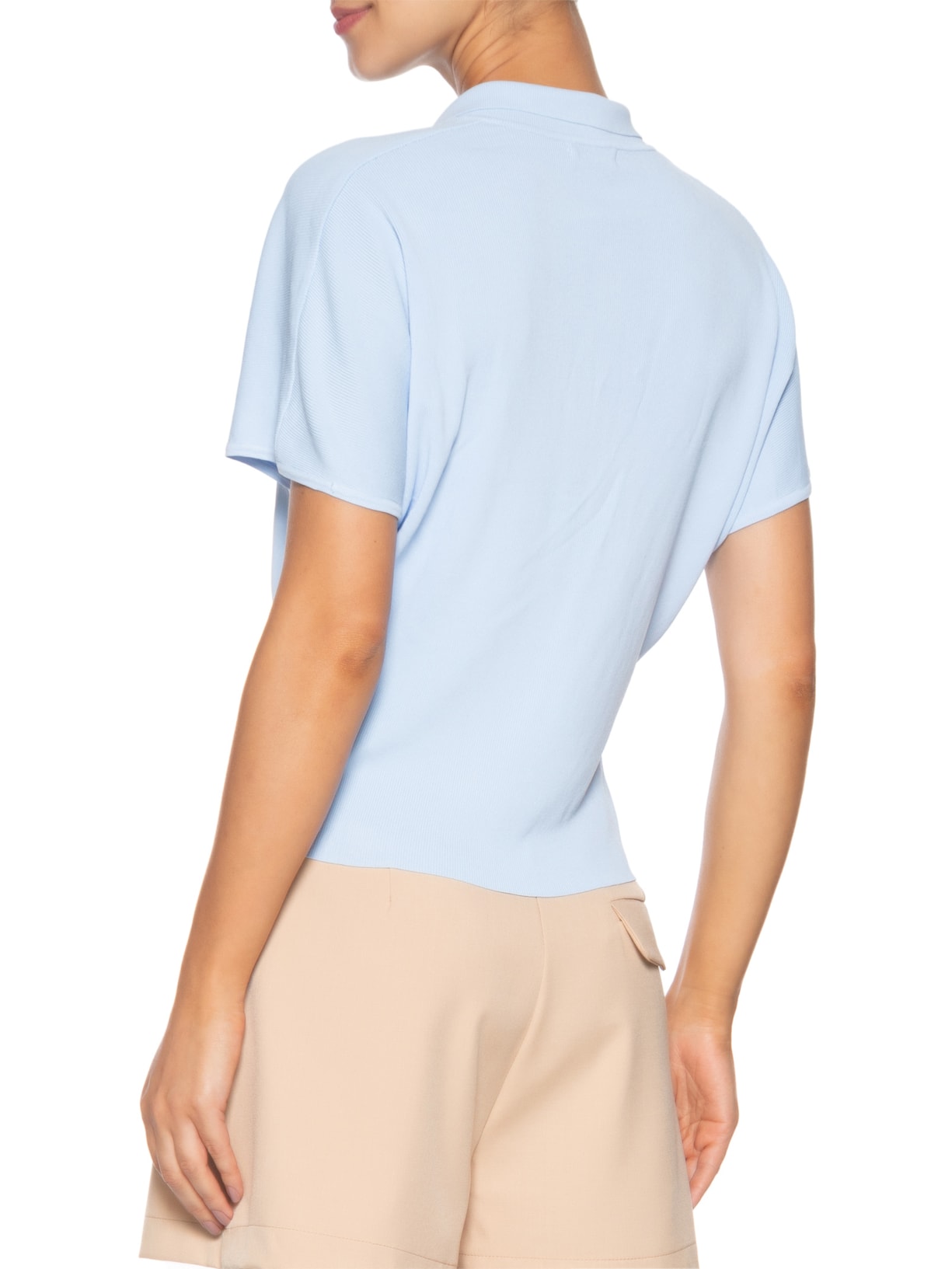 Blusa Feminina Tricot Oversized Gola Esporte Azul Basiq