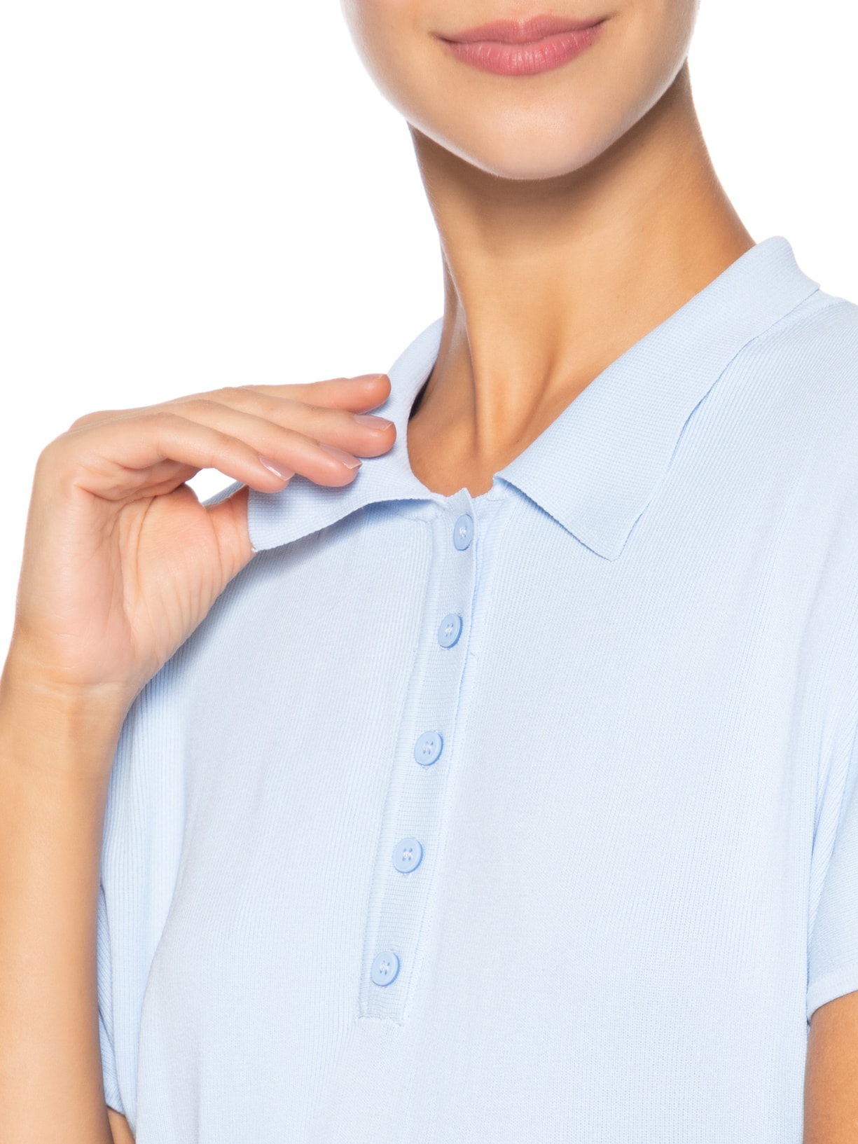 Blusa Feminina Tricot Oversized Gola Esporte Azul Basiq