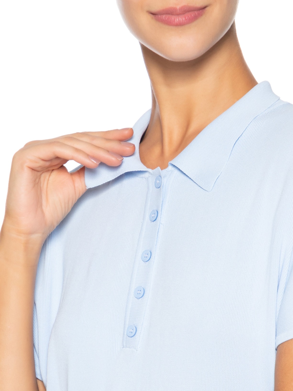 Blusa Feminina Tricot Oversized Gola Esporte Azul Basiq