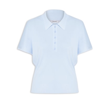 Blusa Feminina Tricot Oversized Gola Esporte - Azul