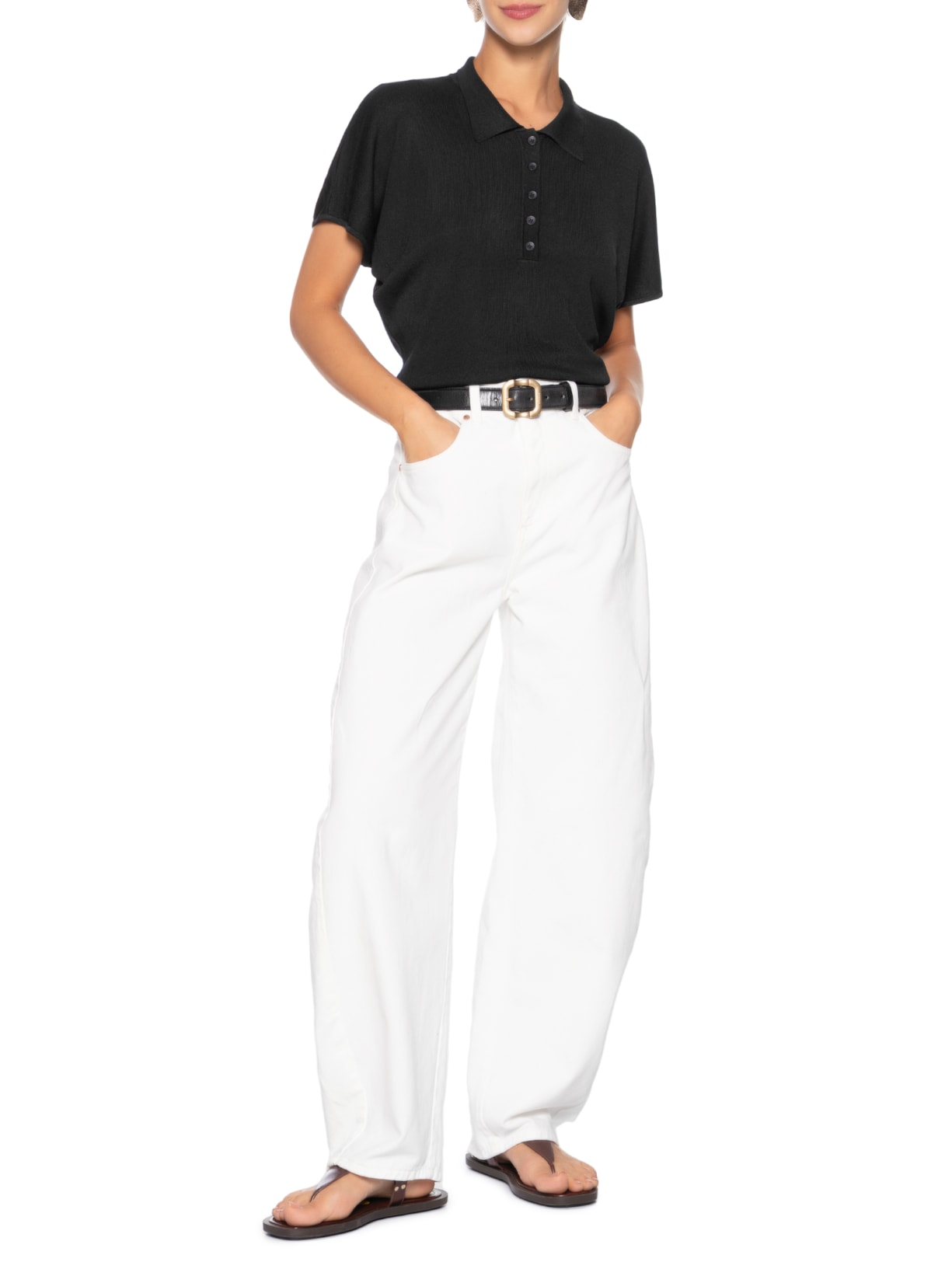 Blusa Feminina Tricot Oversized Gola Esporte Preto Basiq