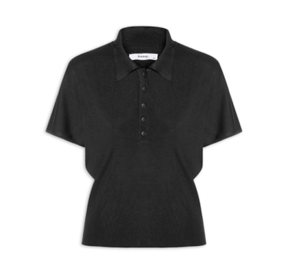 Blusa Feminina Tricot Oversized Gola Esporte - Preto