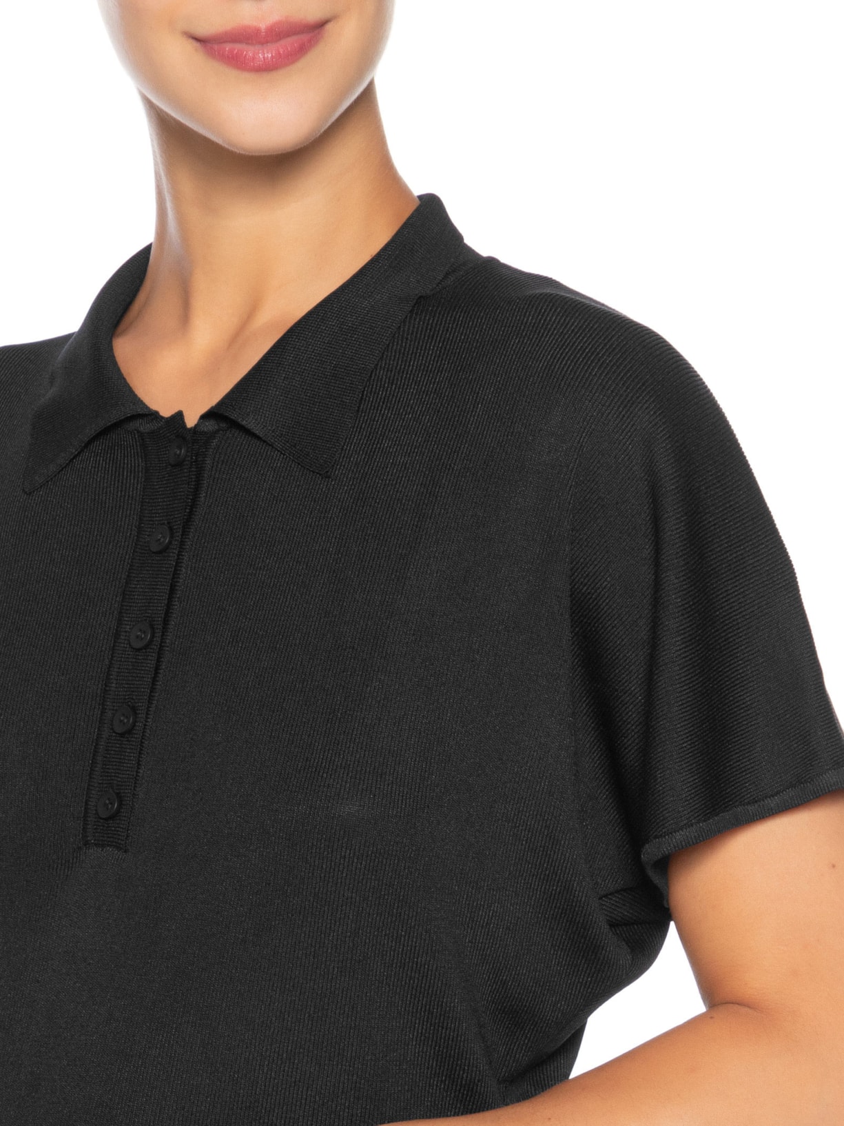 Blusa Feminina Tricot Oversized Gola Esporte Preto Basiq