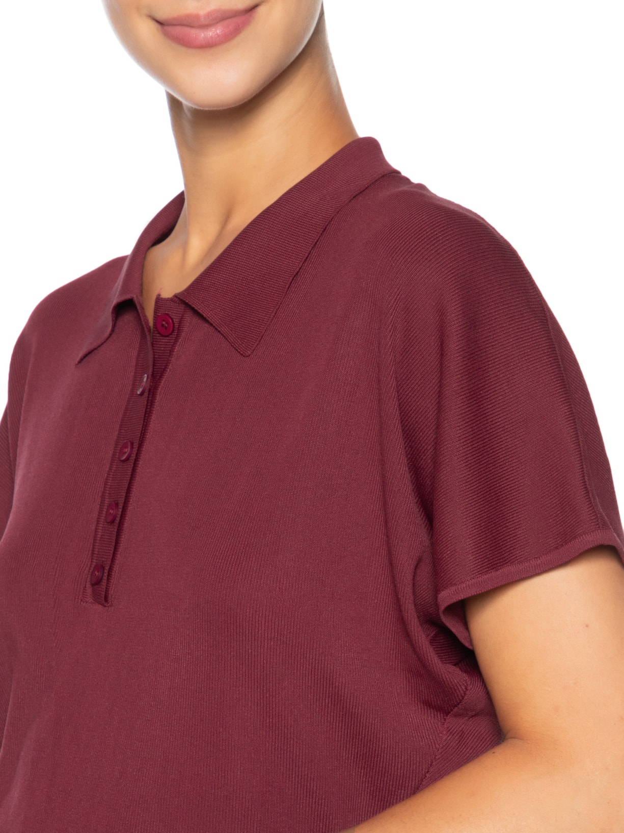 Blusa Feminina Tricot Oversized Gola Esporte Vermelho Basiq