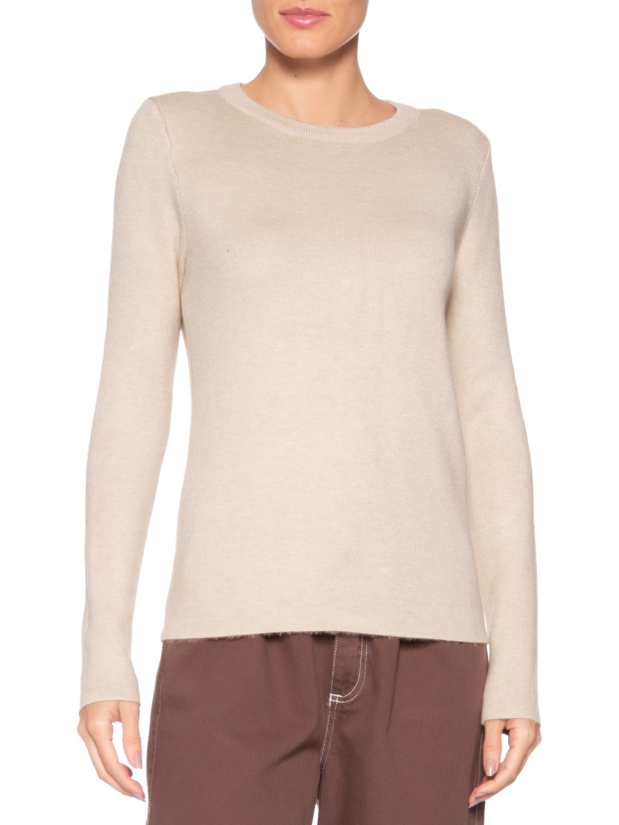 Blusa Feminina Tricot Peluciado Bege Basiq