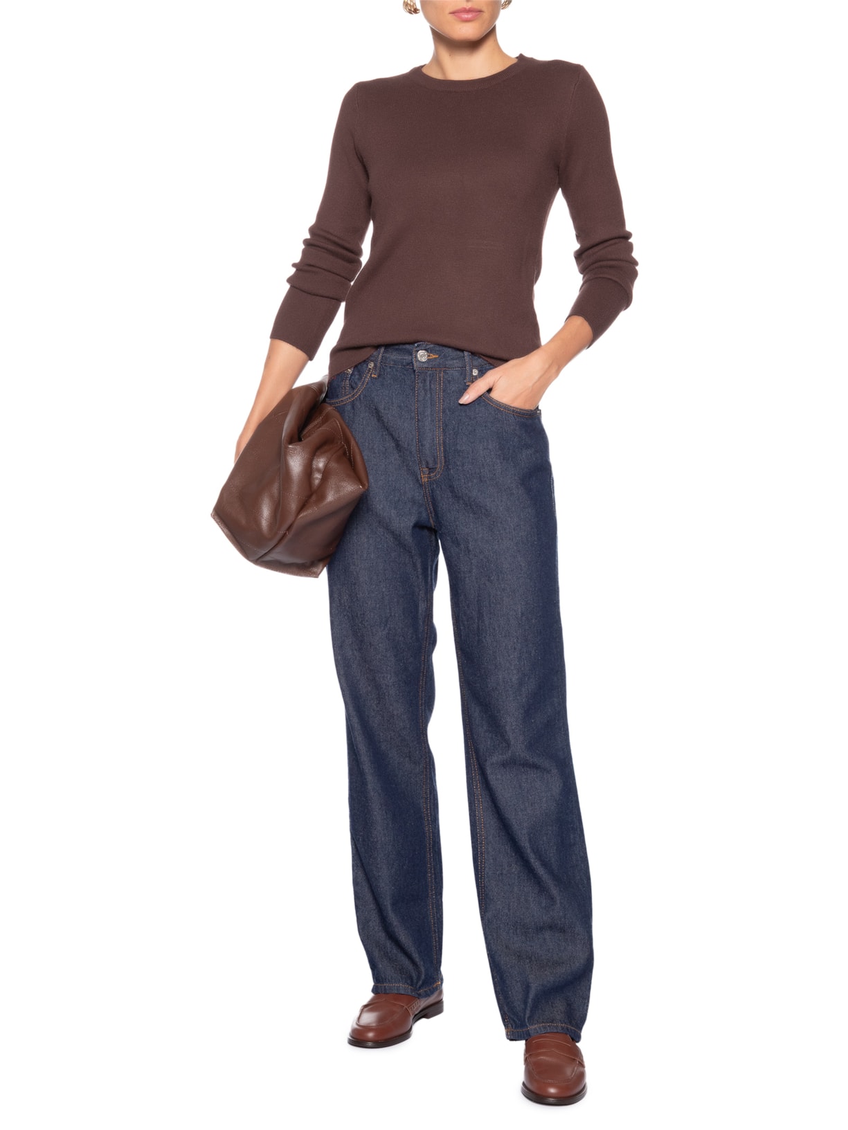 Blusa Feminina Tricot Peluciado Marrom Basiq