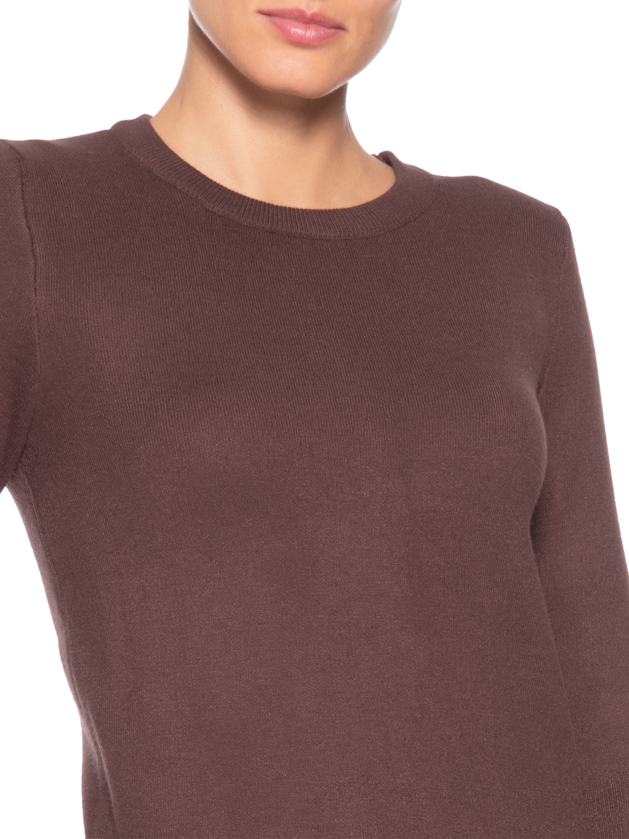 Blusa Feminina Tricot Peluciado Marrom Basiq