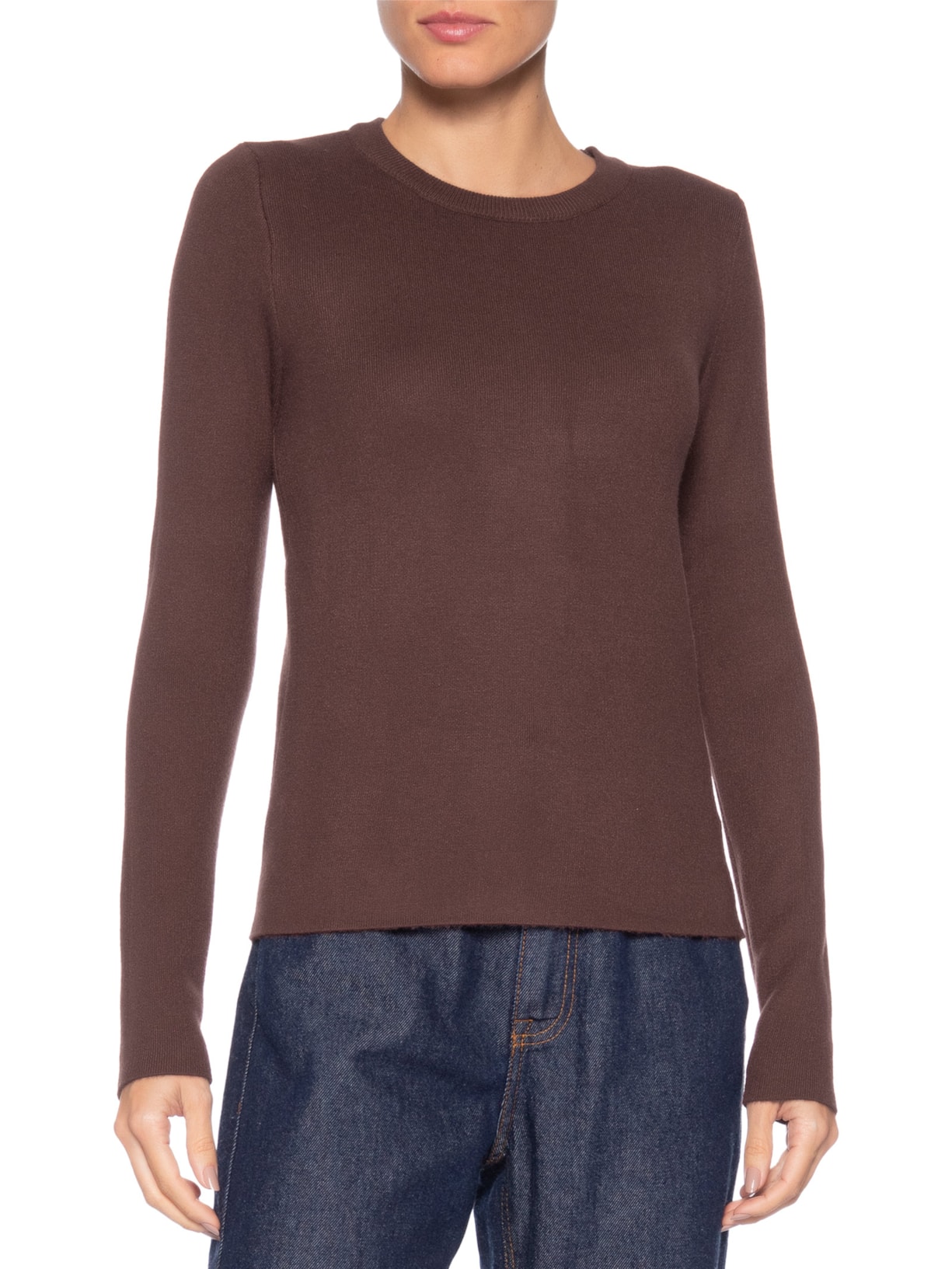 Blusa Feminina Tricot Peluciado – Marrom Basiq