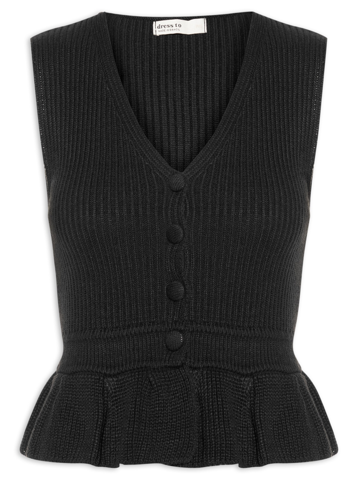 Blusa Feminina Tricot Peplum - Preto