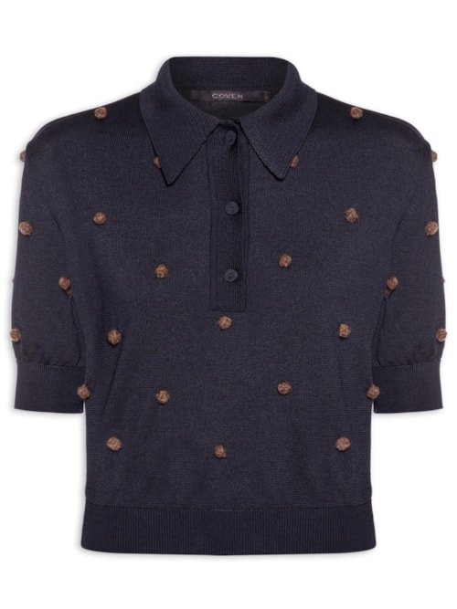 Blusa Feminina Tricot Poá - Azul