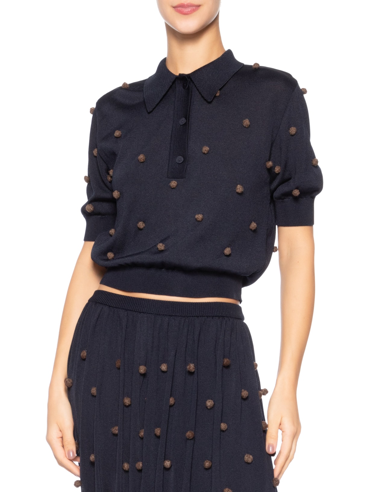 Blusa Feminina Tricot Poá Azul Coven