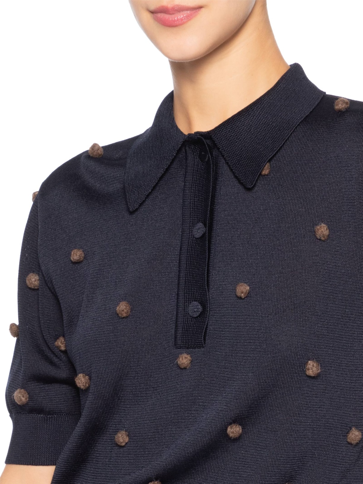Blusa Feminina Tricot Poá Azul Coven