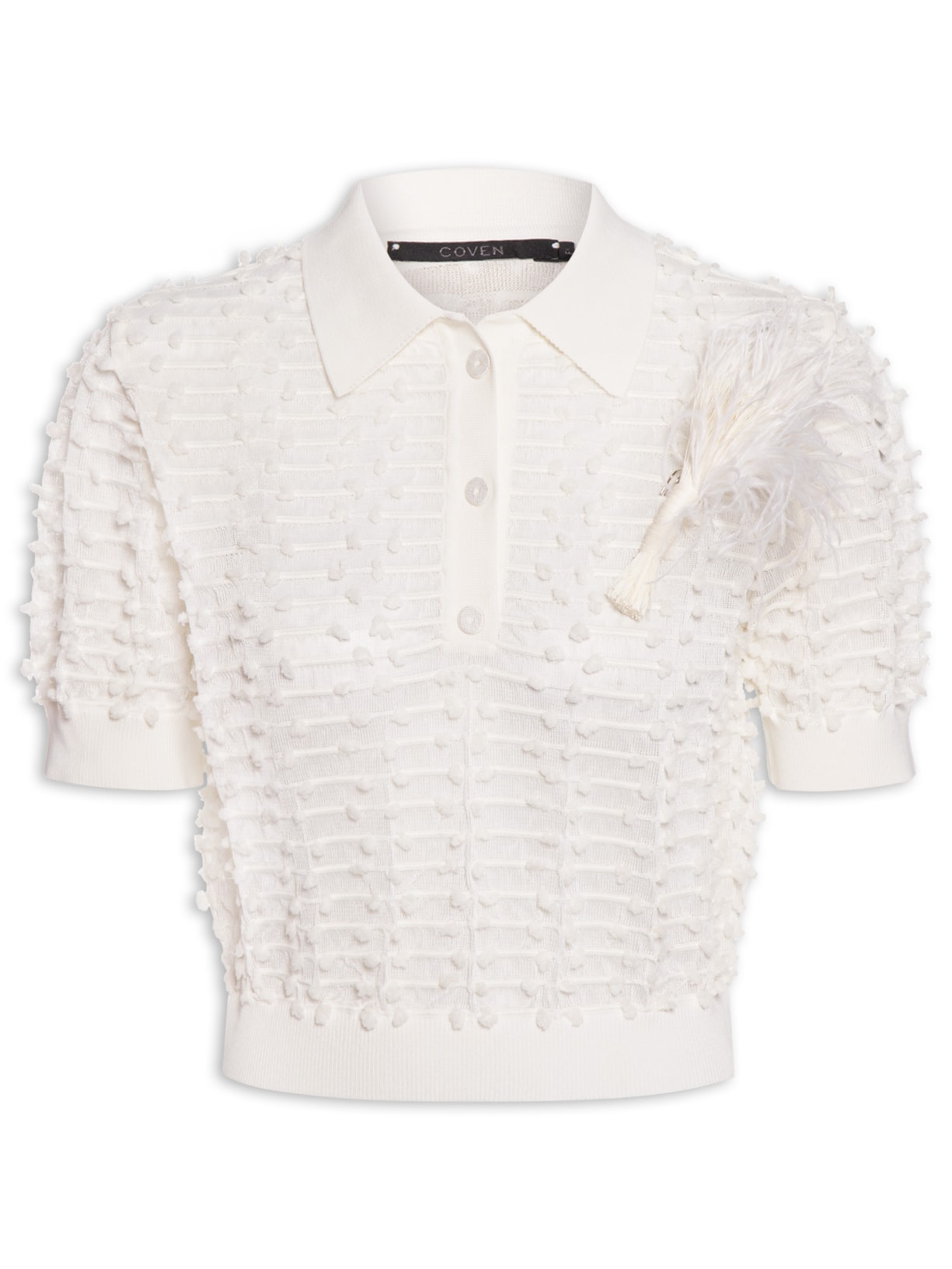 Blusa Feminina Tricot Poá – Branco Coven