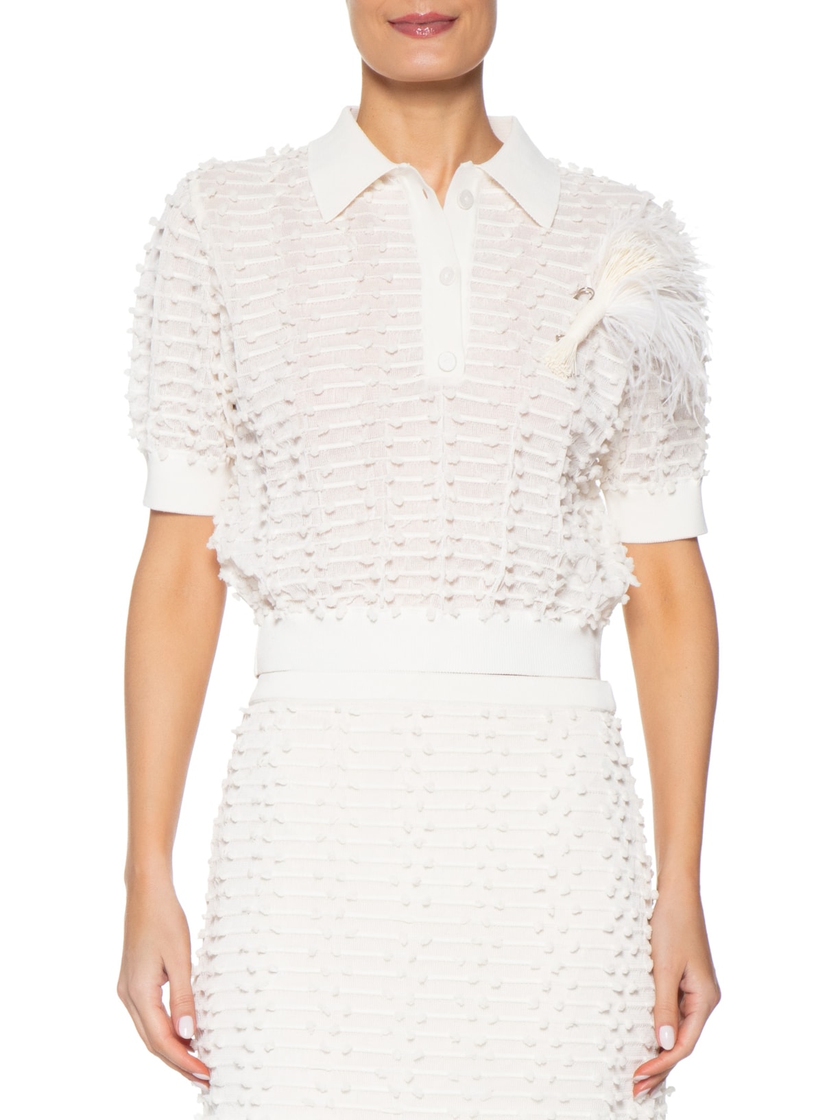 Blusa Feminina Tricot Poá – Branco Coven