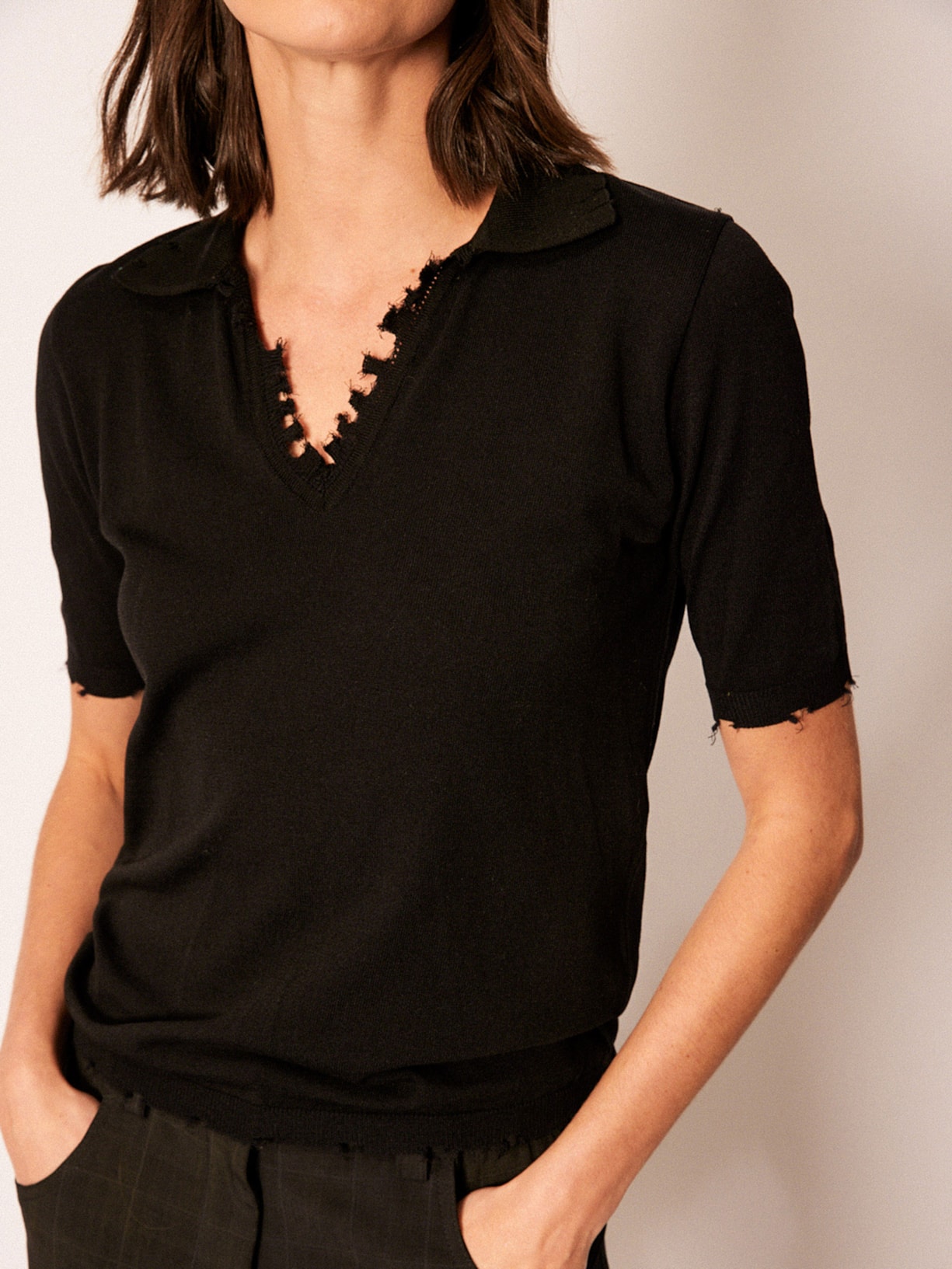 Blusa Feminina Tricot Polo Trash Preto Mixed