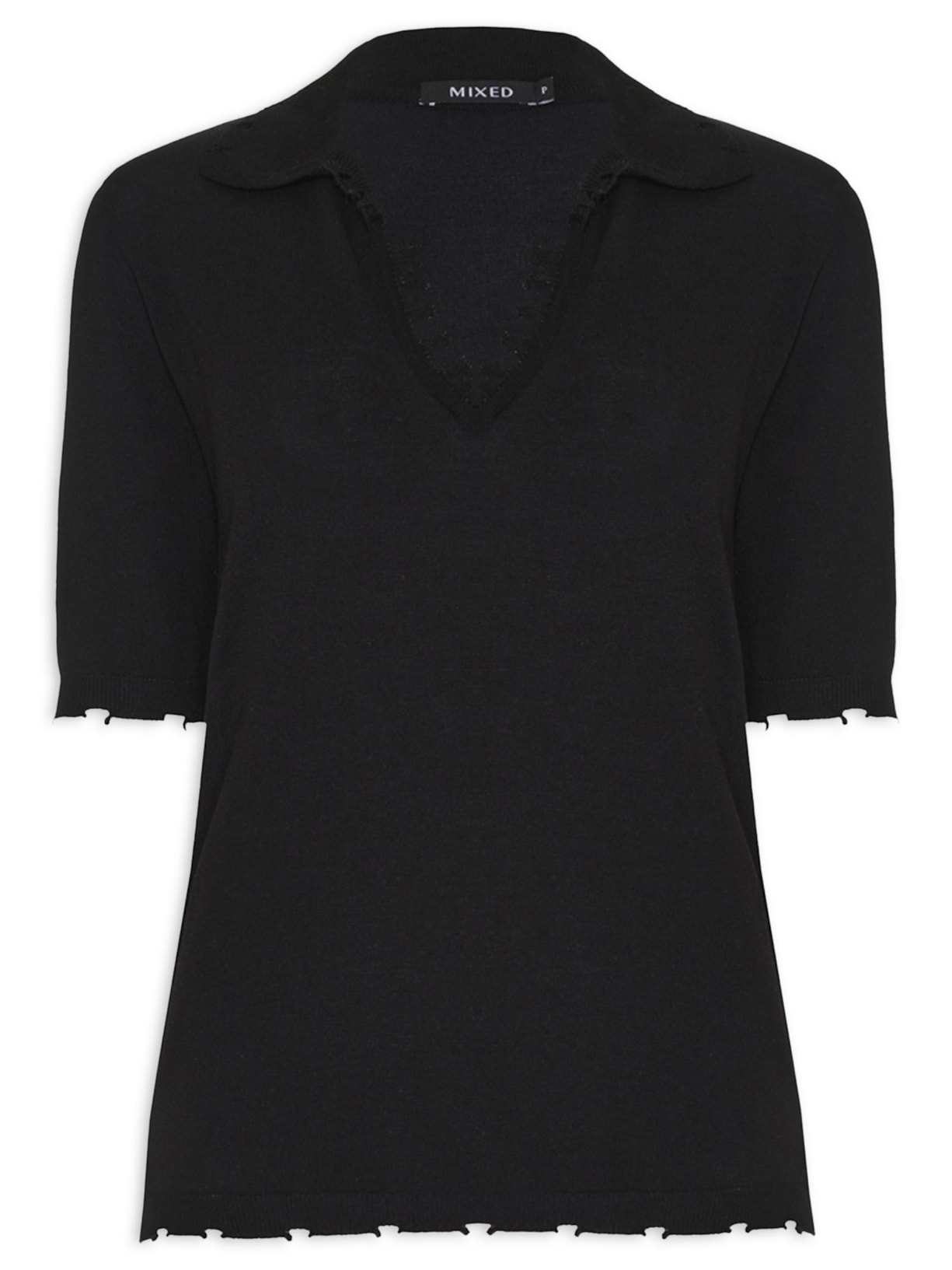 Blusa Feminina Tricot Polo Trash Preto Mixed