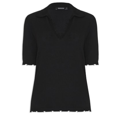 Blusa Feminina Tricot Polo Trash - Preto