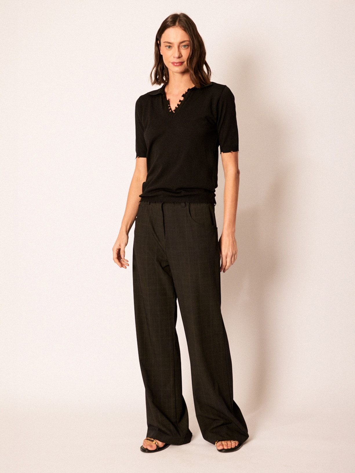 Blusa Feminina Tricot Polo Trash Preto Mixed