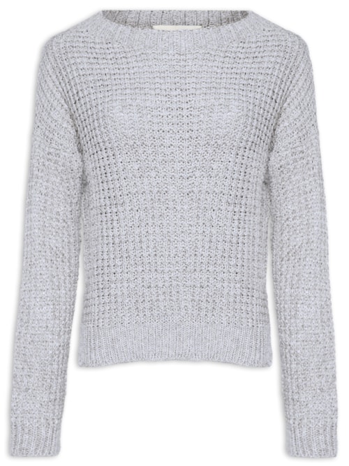 Blusa Feminina Tricot Ponto Pérola - Bege