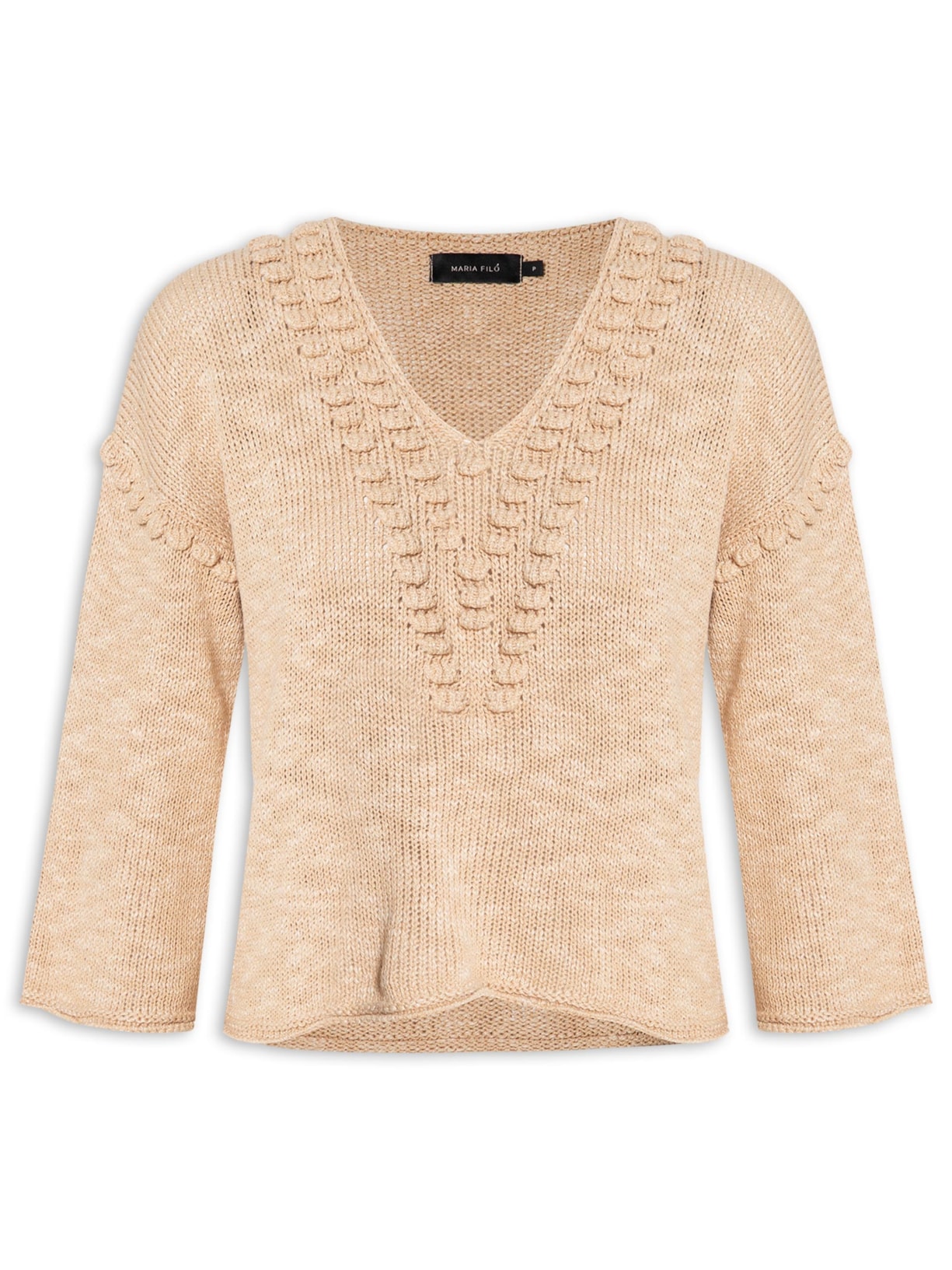 Blusa Feminina Tricot Ponto Relevo - Bege