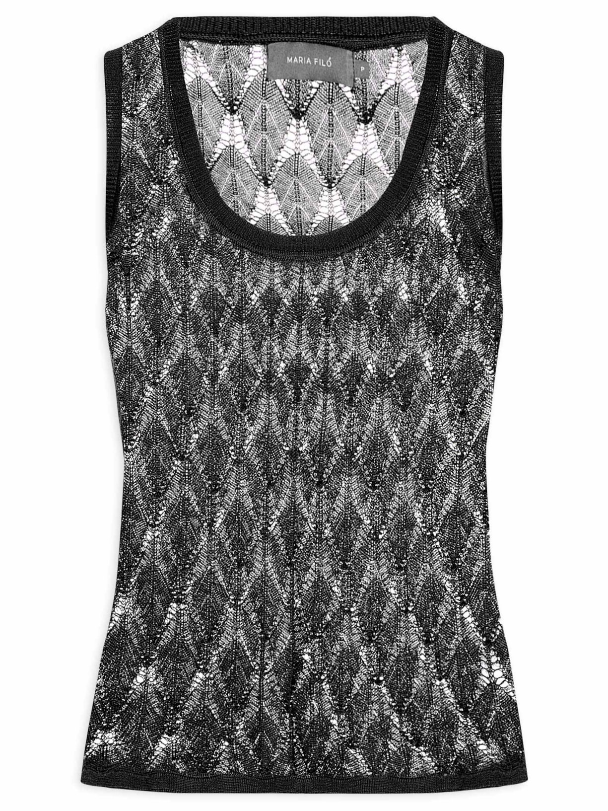 Blusa Feminina Tricot Ponto Rendado Preto Maria Filó