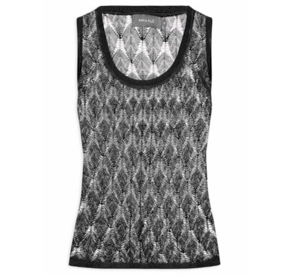 Blusa Feminina Tricot Ponto Rendado - Preto