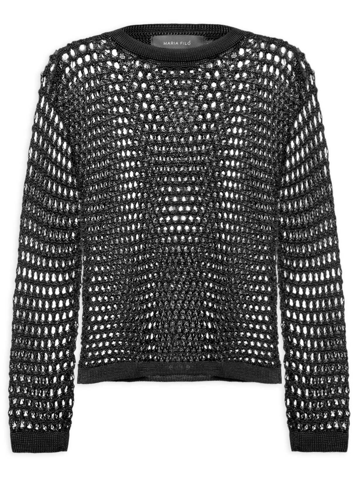 Blusa Feminina Tricot Ponto Telado - Preto