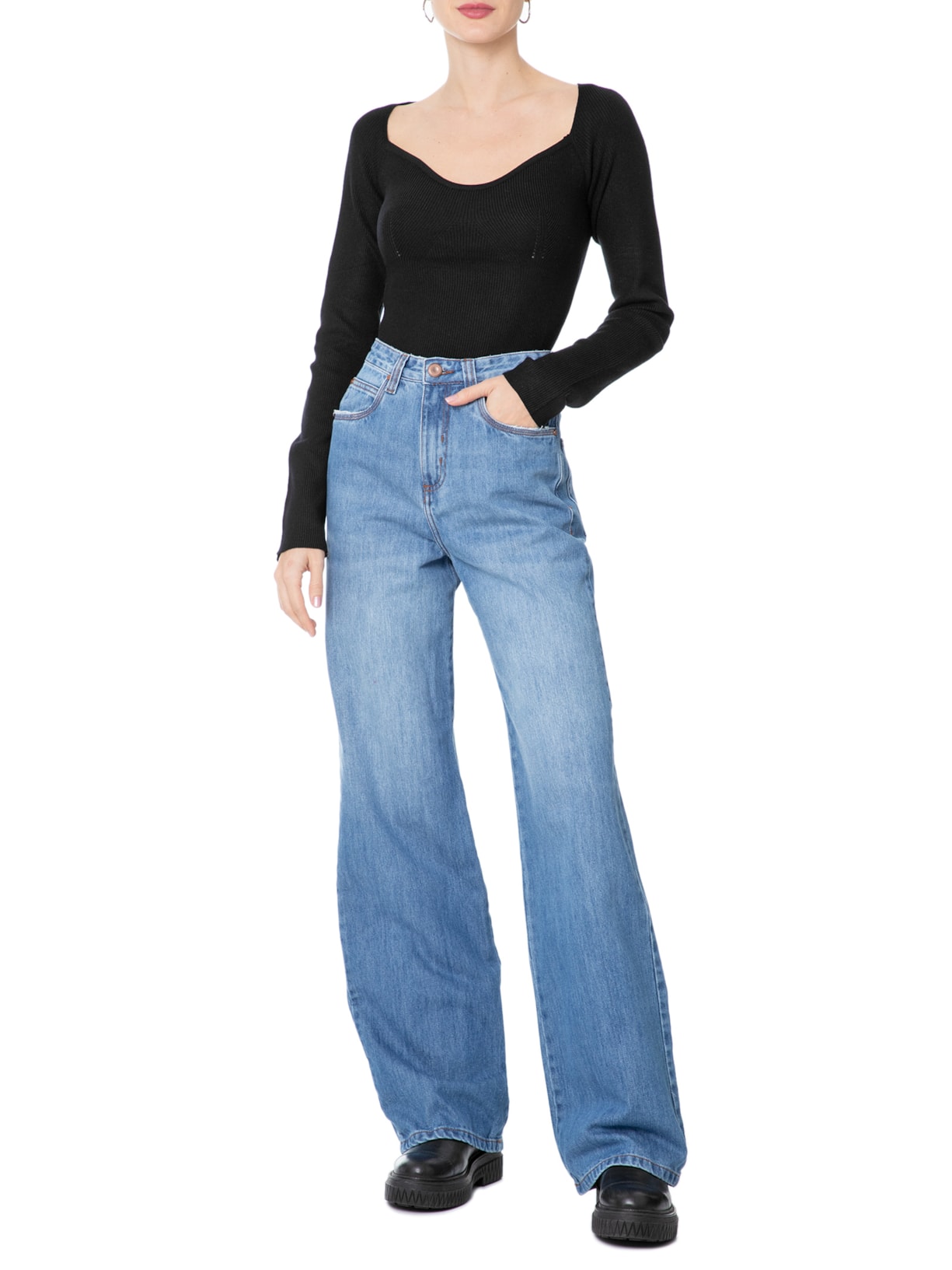 Blusa Feminina Tricot Preto Basiq