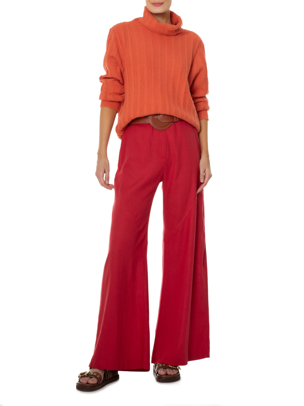 Blusa Feminina Tricot Pull Laranja Maria Filó