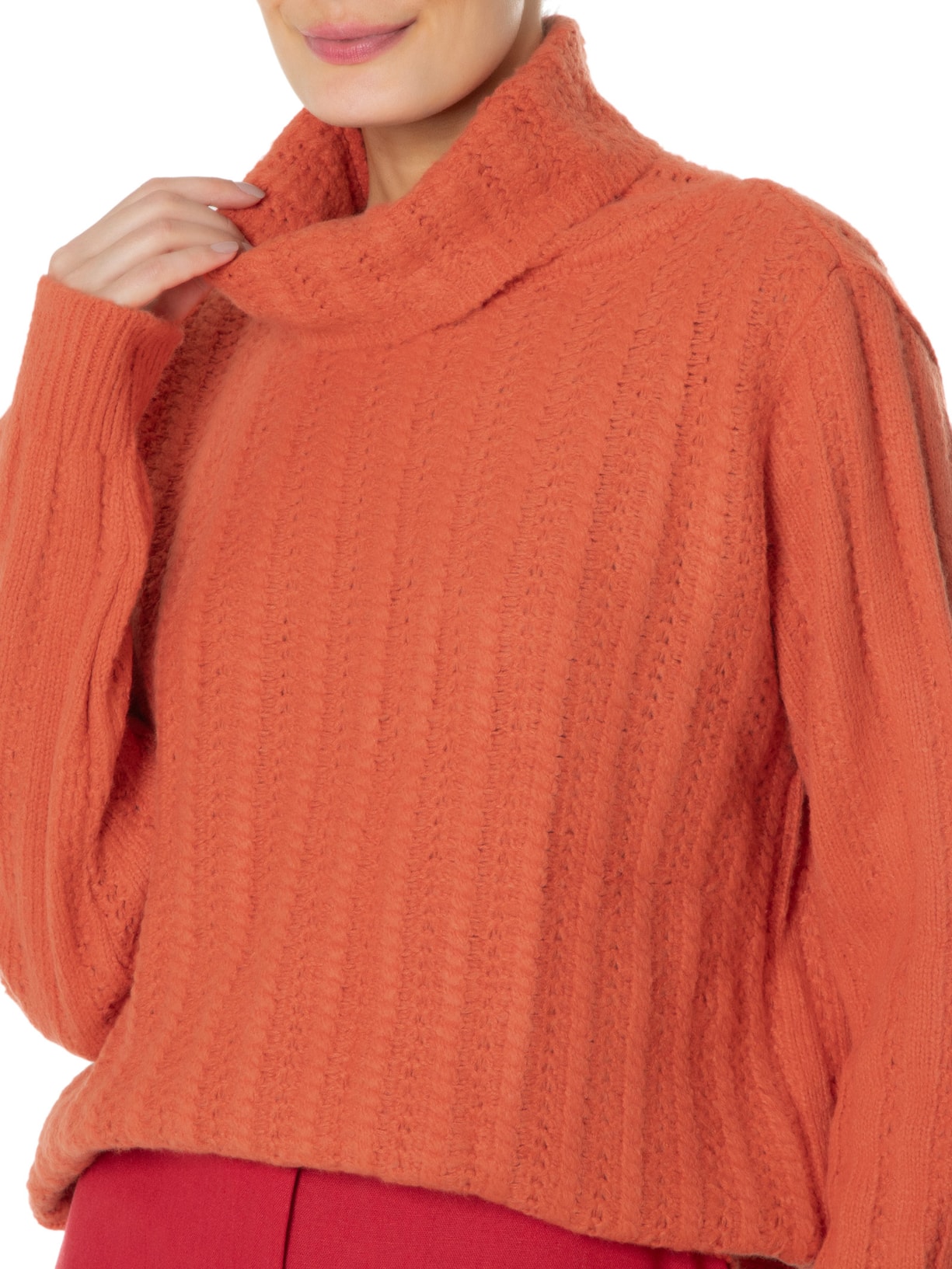 Blusa Feminina Tricot Pull Laranja Maria Filó