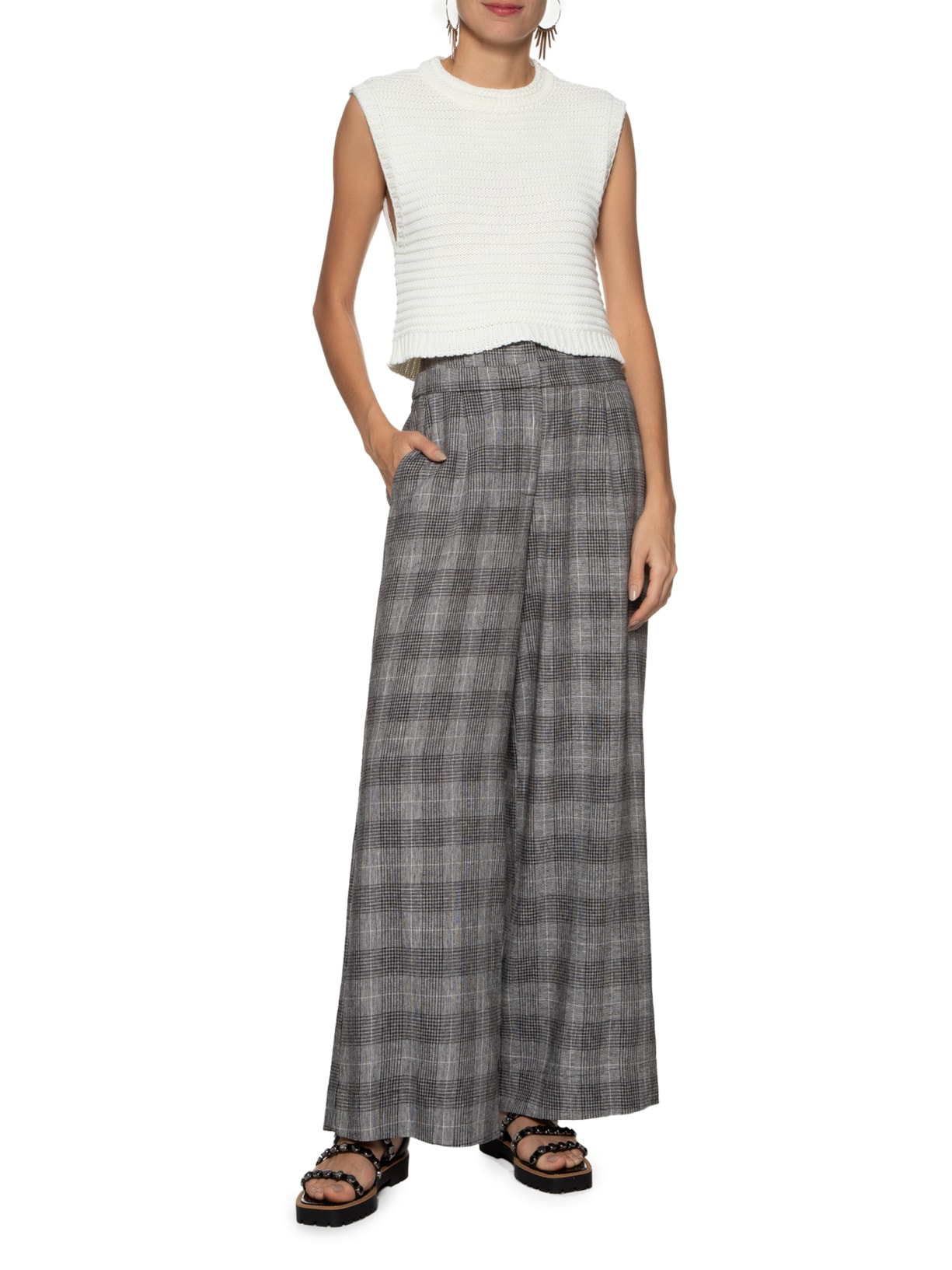 Blusa Feminina Tricot Quadradinha Branco Dress To