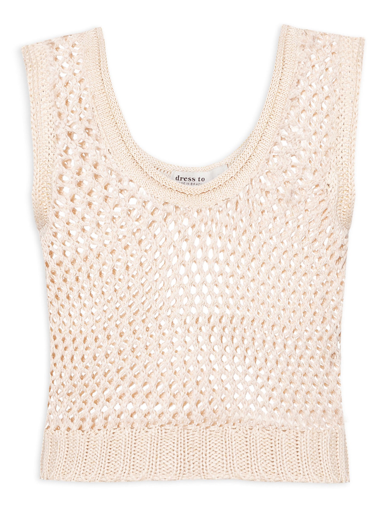 Blusa Feminina Tricot Quadradinhos Lurex Bege Dress To