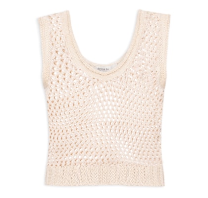 Blusa Feminina Tricot Quadradinhos Lurex - Bege